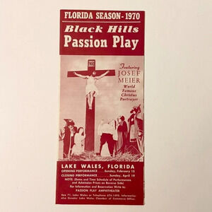 Vintage 1970 Florida  Black Hills Passion Play Lake Wales Brochure Souvenir